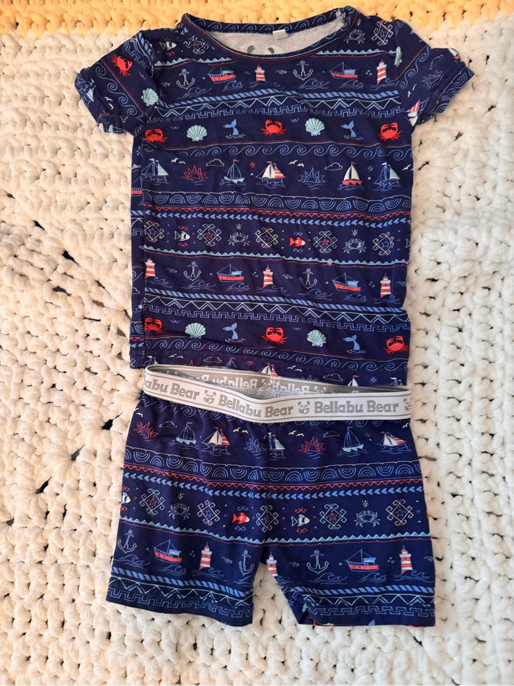 NWOT Bellabu Bear Navy Nautical Kids Pajama Set 18-24mos